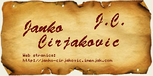Janko Ćirjaković vizit kartica